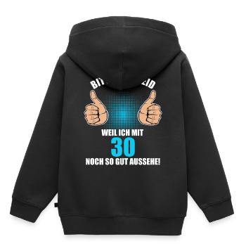 Bitte Kein Neid 30. Geburtstag 30 Jahre - Kinder Premium Organic Hoodie - Schwarz - Hinten - AI Model Kid Male (0cm)