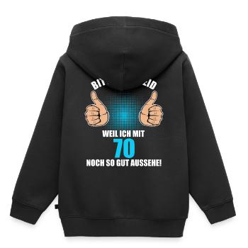 Bitte Kein Neid 70. Geburtstag 70 Jahre - Kinder Premium Organic Hoodie - Schwarz - Hinten - AI Model Kid Male (0cm)