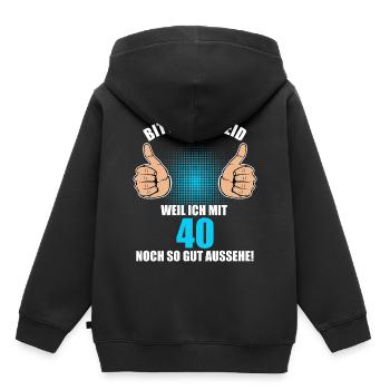 Bitte Kein Neid 40. Geburtstag 40 Jahre - Kinder Premium Organic Hoodie - Schwarz - Hinten - AI Model Kid Male (0cm)