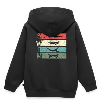 Retro Vintage Schwimmen Schwimmer Schwimmen - Kinder Premium Organic Hoodie - Schwarz - Hinten - AI Model Kid Male (0cm)