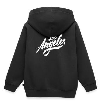 La Los Angeles Californie Ville Côte Ouest - Sweat Premium à capuche enfant bio - noir - Dos - AI Model Kid Male (0cm)