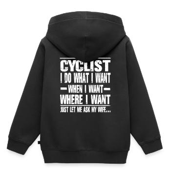 Fahrradfahrer - Kinder Premium Organic Hoodie - Schwarz - Hinten - AI Model Kid Male (0cm)