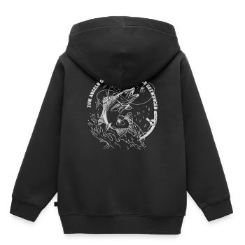 Zum Angeln Geboren Zur Schule Gezwungen Schüler - Kinder Premium Organic Hoodie - Schwarz - Hinten - AI Model Kid Male (0cm)
