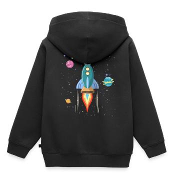 Vaisseau spatial de fusée - Sweat Premium à capuche enfant bio - noir - Dos - AI Model Kid Male (0cm)