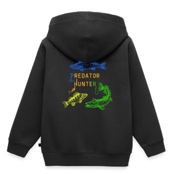 Fishing, fishing design with PIKE; PERCH & ZANDER - Kids Premium Organic Hoodie - black - Back - AI Model Kid Male (0cm)
