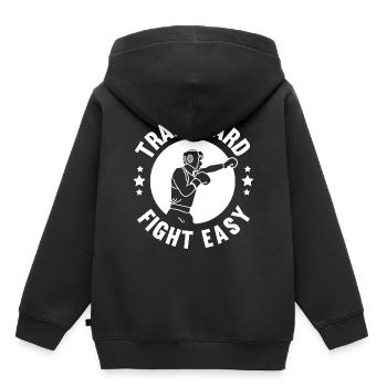 Entraînez-vous hard fight Easy Boxing - Sweat Premium à capuche enfant bio - noir - Dos - AI Model Kid Male (0cm)