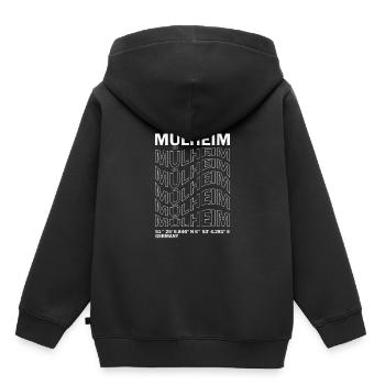 Coordonnées de Mülheim an der Ruhr - Sweat Premium à capuche enfant bio - noir - Dos - AI Model Kid Male (0cm)