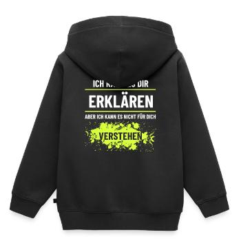 Ich kann es Dir erklären aber nicht verstehen - Kinder Premium Organic Hoodie - Schwarz - Hinten - AI Model Kid Male (0cm)