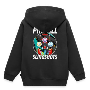 Pinball Slingshots Pinball Machine - Kids Premium Organic Hoodie - black - Back - AI Model Kid Male (0cm)