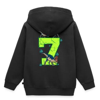 7th birthday Dino - Kids Premium Organic Hoodie - black - Back - AI Model Kid Male (0cm)