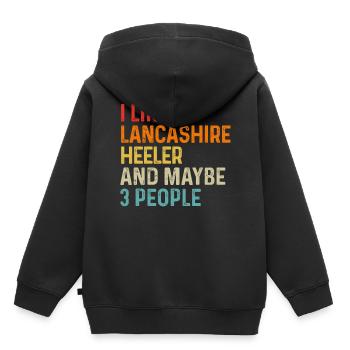 Ich mag Lancashire Heeler und vielleicht 3 Personen Hund - Kinder Premium Organic Hoodie - Schwarz - Hinten - AI Model Kid Male (0cm)