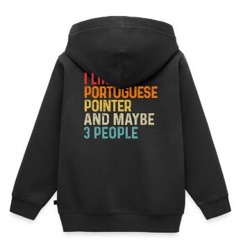 J’aime le pointeur portugais et peut-être le chien de 3 personnes - Sweat Premium à capuche enfant bio - noir - Dos - AI Model Kid Male (0cm)