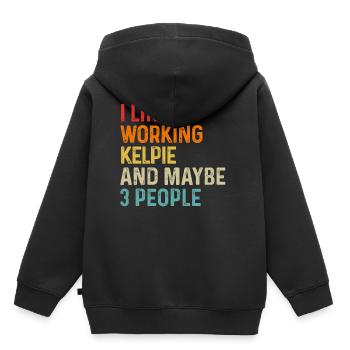 J’aime travailler Kelpie et peut-être 3 personnes chien - Sweat Premium à capuche enfant bio - noir - Dos - AI Model Kid Male (0cm)