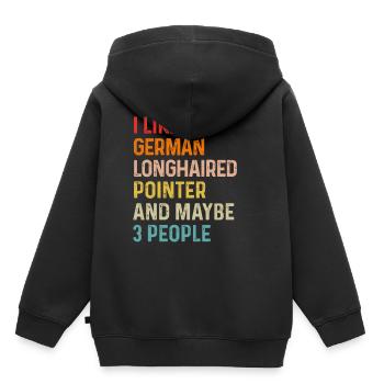 J’aime le pointeur allemand à poil long et peut-être 3 - Sweat Premium à capuche enfant bio - noir - Dos - AI Model Kid Male (0cm)