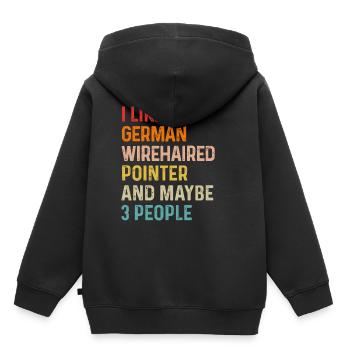 J’aime le pointeur allemand à poil métallique et peut-être 3 - Sweat Premium à capuche enfant bio - noir - Dos - AI Model Kid Male (0cm)