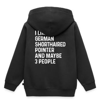 J’aime le pointeur allemand à poil court et peut-être 3 - Sweat Premium à capuche enfant bio - noir - Dos - AI Model Kid Male (0cm)