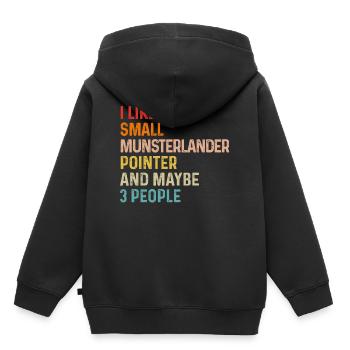 J’aime le petit pointeur Munsterlander et peut-être 3 - Sweat Premium à capuche enfant bio - noir - Dos - AI Model Kid Male (0cm)