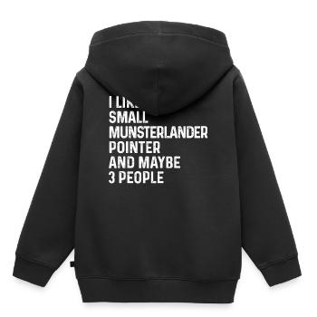 J’aime le petit pointeur Munsterlander et peut-être 3 - Sweat Premium à capuche enfant bio - noir - Dos - AI Model Kid Male (0cm)