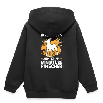 Coup de Pinscher nain et lecture de Pinscher - Sweat Premium à capuche enfant bio - noir - Dos - AI Model Kid Male (0cm)