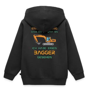 Entschuldigung, ich habe einen Bagger gesehen - Kinder Premium Organic Hoodie - Schwarz - Hinten - AI Model Kid Male (0cm)