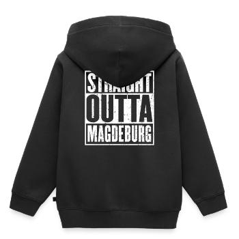 Straight Outta Magdeburg Vintage - Sweat Premium à capuche enfant bio - noir - Dos - AI Model Kid Male (0cm)