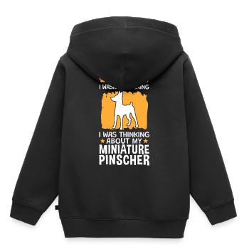 Pinscher a pensé à pinscher nain - Sweat Premium à capuche enfant bio - noir - Dos - AI Model Kid Male (0cm)