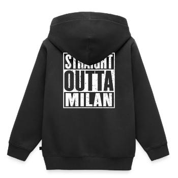 Gerade Outta Milan Vintage - Kinder Premium Organic Hoodie - Schwarz - Hinten - AI Model Kid Male (0cm)