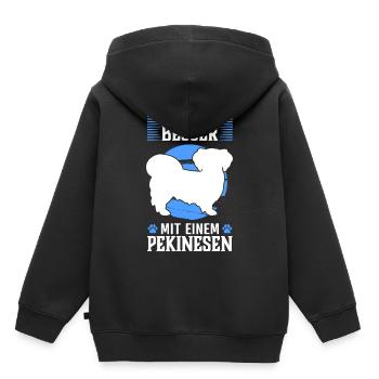 Alles ist besser mit Pekinese Peking-Palasthund - Kinder Premium Organic Hoodie - Schwarz - Hinten - AI Model Kid Male (0cm)