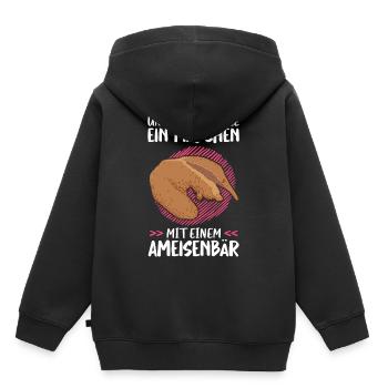Mädchen mit Ameisenbär Südamerika Ameisenfresser - Kinder Premium Organic Hoodie - Schwarz - Hinten - AI Model Kid Male (0cm)