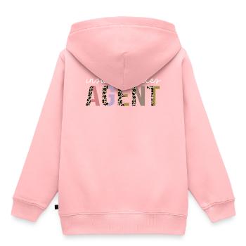 Agent de vente d’assurance Leopard Print Drôle cadeau - Sweat Premium à capuche enfant bio - rose - Dos - AI Model Kid Female (0cm)