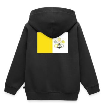Drapeau officiel de la Cité du Vatican Fierté du pays du Vatican - Sweat Premium à capuche enfant bio - noir - Dos - AI Model Kid Male (0cm)