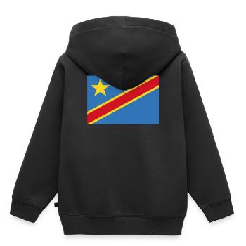 Offizielle Flagge der Demokratischen Republik Kongo - Kinder Premium Organic Hoodie - Schwarz - Hinten - AI Model Kid Male (0cm)