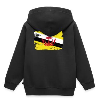 Drapeau officiel du Brunei Bruneian Country Pride - Sweat Premium à capuche enfant bio - noir - Dos - AI Model Kid Male (0cm)