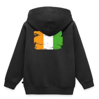 Drapeau officiel de la Côte d’Ivoire Pays de côte d’Ivoire - Sweat Premium à capuche enfant bio - noir - Dos - AI Model Kid Male (0cm)