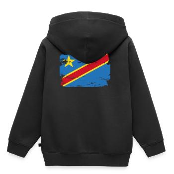 Offizielle Flagge der Demokratischen Republik Kongo - Kinder Premium Organic Hoodie - Schwarz - Hinten - AI Model Kid Male (0cm)