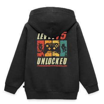 Level 15 Unlocked Gamer Turning 15th Birthday Gift - Kids Premium Organic Hoodie - black - Back - AI Model Kid Male (0cm)