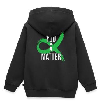 You Matter Motivational Sayings Green Comma Ribbon - Kids Premium Organic Hoodie - black - Back - AI Model Kid Male (0cm)