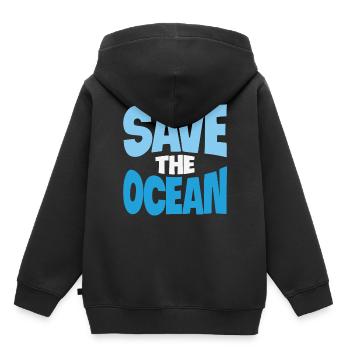 Citations sur la vie aquatique de l’océan - Sweat Premium à capuche enfant bio - noir - Dos - AI Model Kid Male (0cm)