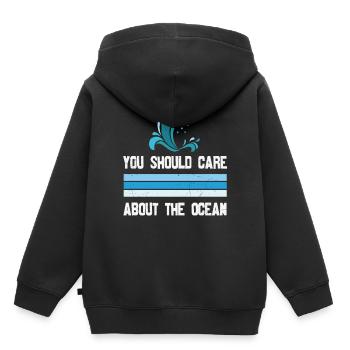 Vous devriez vous soucier de la vie aquatique de l’océan - Sweat Premium à capuche enfant bio - noir - Dos - AI Model Kid Male (0cm)