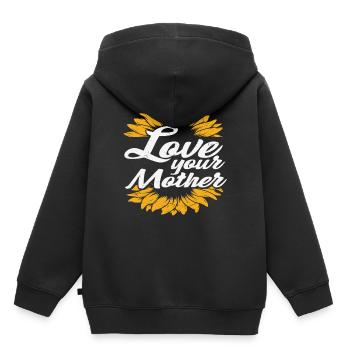 Aime ta mère Mère Citations d’amour - Sweat Premium à capuche enfant bio - noir - Dos - AI Model Kid Male (0cm)