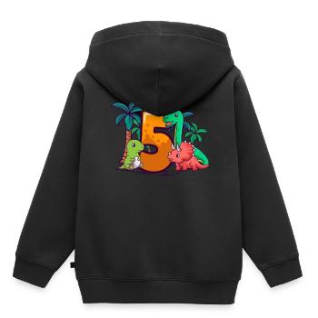 5. Geburtstag Trex Triceratops Dinosaurier 5 Jahre - Kinder Premium Organic Hoodie - Schwarz - Hinten - AI Model Kid Male (0cm)
