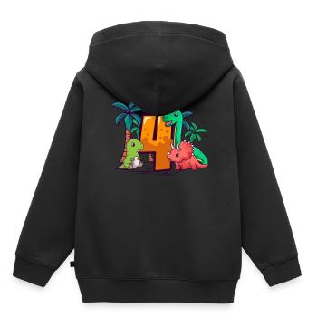 4th Birthday Trex Triceratops Dinosaur 4 years - Kids Premium Organic Hoodie - black - Back - AI Model Kid Male (0cm)