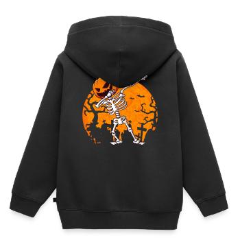Squelette avec Citrouille Jack O Lantern Halloween - Sweat Premium à capuche enfant bio - noir - Dos - AI Model Kid Male (0cm)