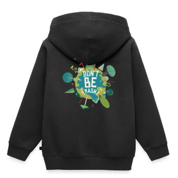 Seien Sie nicht trashig Earth Day Zitate - Kinder Premium Organic Hoodie - Schwarz - Hinten - AI Model Kid Male (0cm)