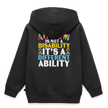 Autismus ist keine Behinderung, es ist eine andere Fähigkeit - Kinder Premium Organic Hoodie - Schwarz - Hinten - AI Model Kid Male (0cm)
