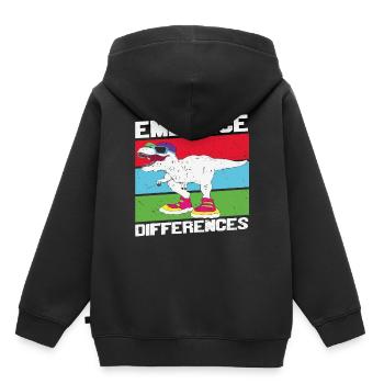 Begrüßen Sie den Unterschied Verschiedene Zitate - Kinder Premium Organic Hoodie - Schwarz - Hinten - AI Model Kid Male (0cm)