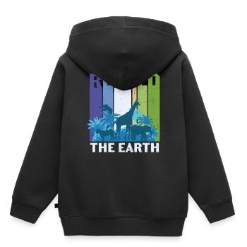 Rewild The Earth Wildlife Citations - Sweat Premium à capuche enfant bio - noir - Dos - AI Model Kid Male (0cm)