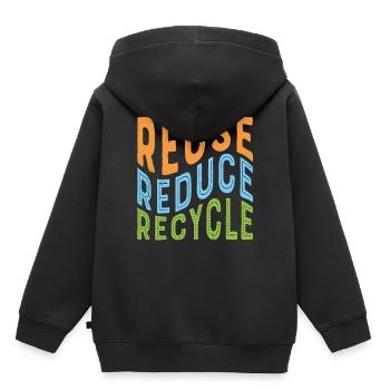 Stratégie de réduction de la réutilisation Recycle Rrr - Sweat Premium à capuche enfant bio - noir - Dos - AI Model Kid Male (0cm)