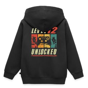 Level 12 Unlocked Gamer Turning 12th Birthday Gift - Kinder Premium Organic Hoodie - Schwarz - Hinten - AI Model Kid Male (0cm)