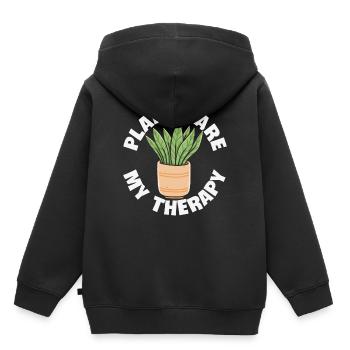 Pflanzen sind meine Therapiepflanzen Zitate - Kinder Premium Organic Hoodie - Schwarz - Hinten - AI Model Kid Male (0cm)